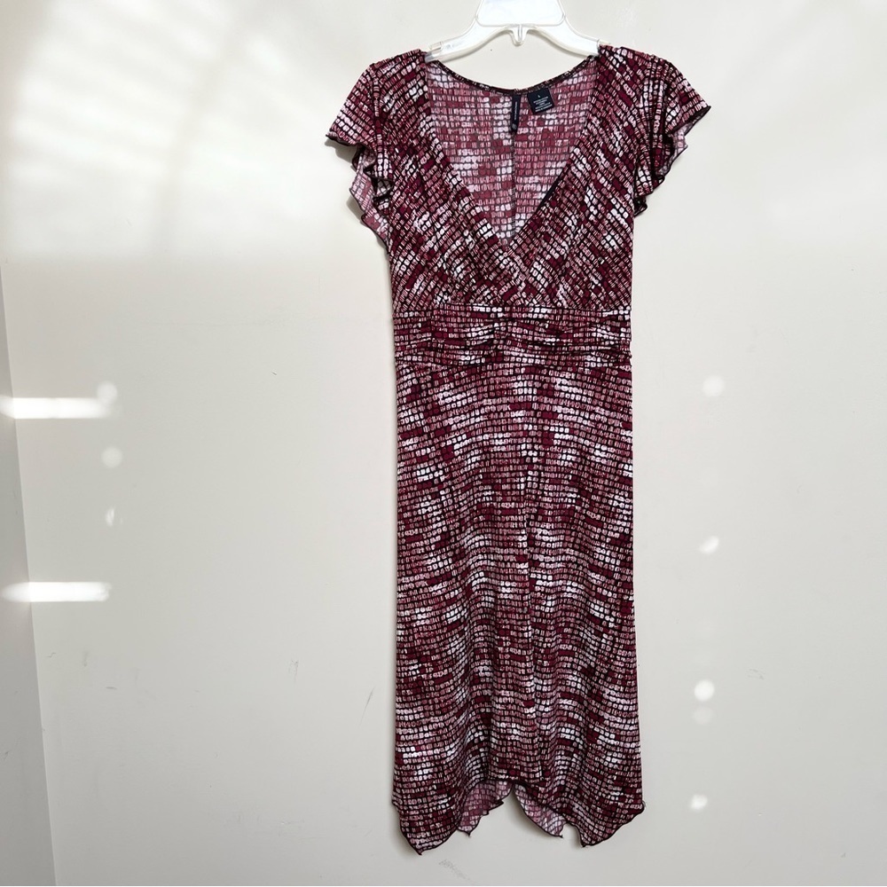 NEW DIRECTIONS Burgandy Tie Waist Midi Dress